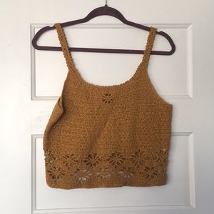 Yellow gold crochet cropped tank size Large